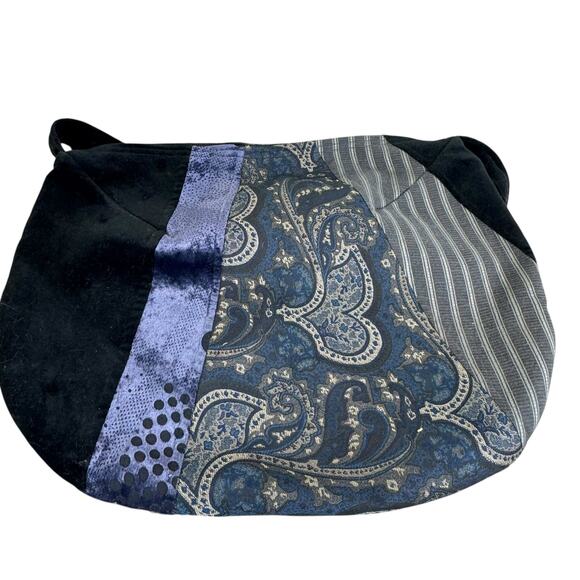 Koos Of Course! Vintage Mixed Fabric Velvet Tapestry Zippered Shoulder Bag - Picture 2 of 7